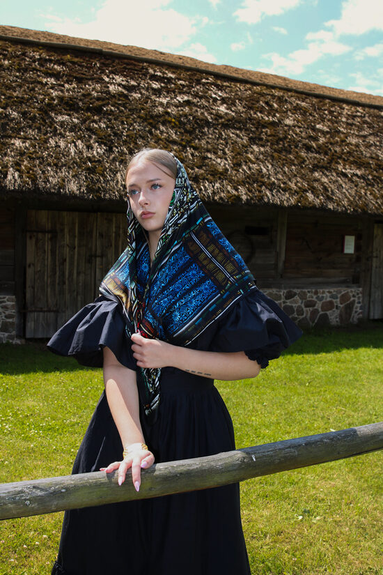 VECĀS SV.ĢERTRŪDES BAZNĪCAS VITRĀŽA_zils_100X100CM